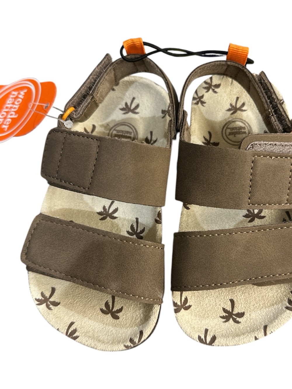 Wonder Nation Toddler Brown Two- Strap Comfort Footbed Sandals Size 7 NEW